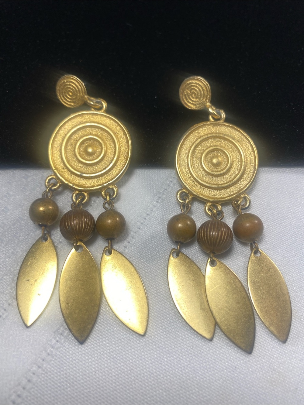 Vintage Gold Drop Chandelier Earrings